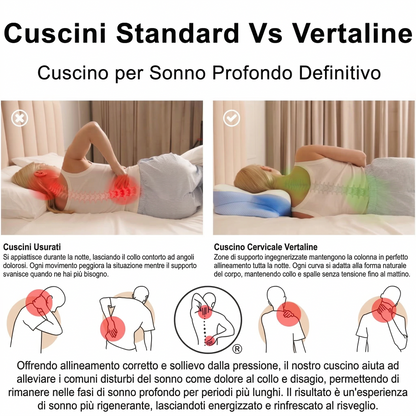 Cuscino terapeutico cervicale Vertaline, supporto morbido e ergonomico per il collo e il benessere cervicale.