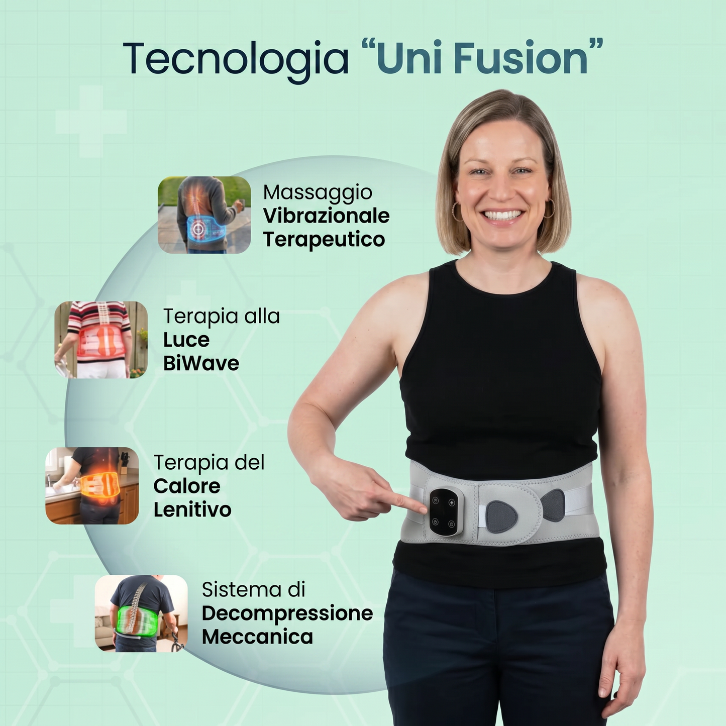 Vertaline LumbaRest ergonomic lumbar support pillow with adjustable straps and breathable fabric for back pain relief.