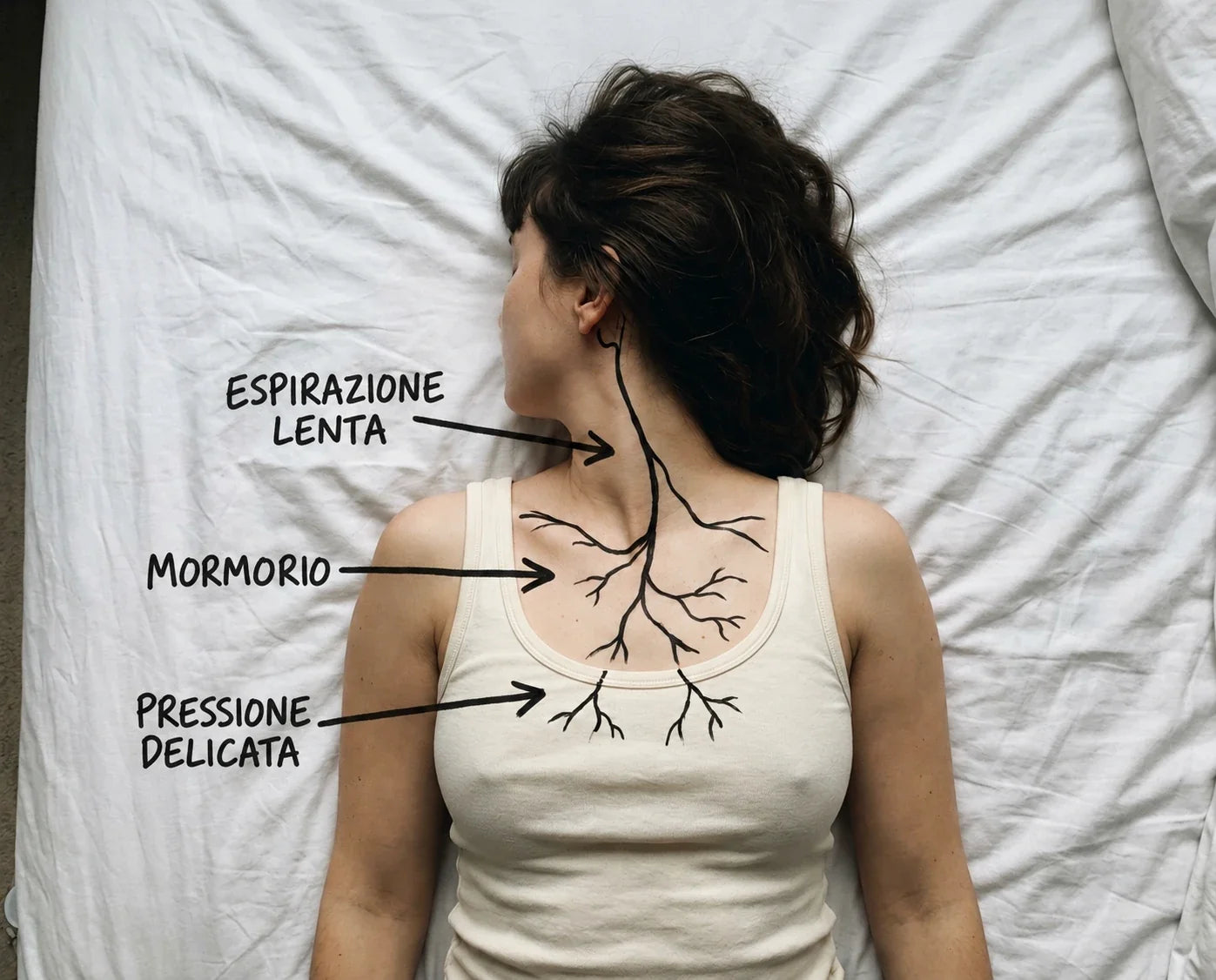 Il percorso del nervo vago: espirazione lenta, mormorio e pressione delicata.
