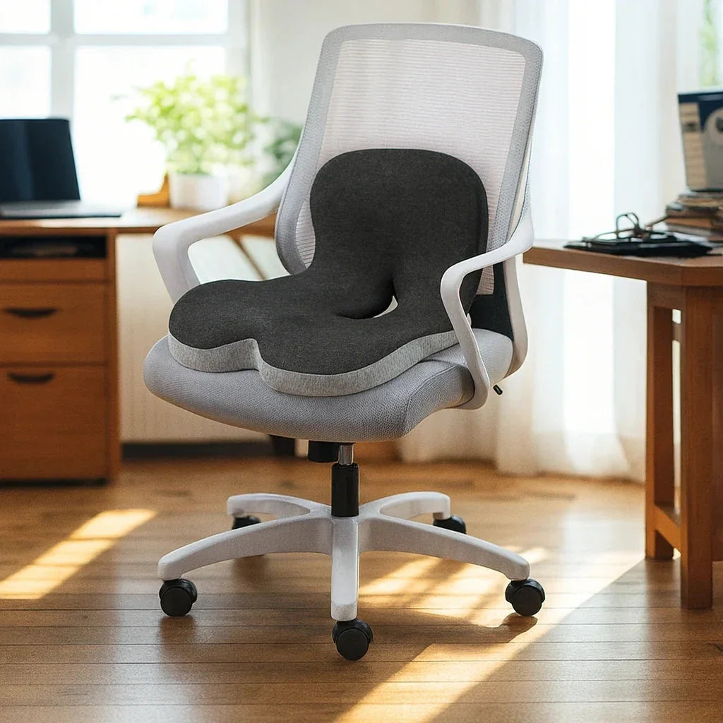 Cuscino ergonomico posturale su una sedia da ufficio